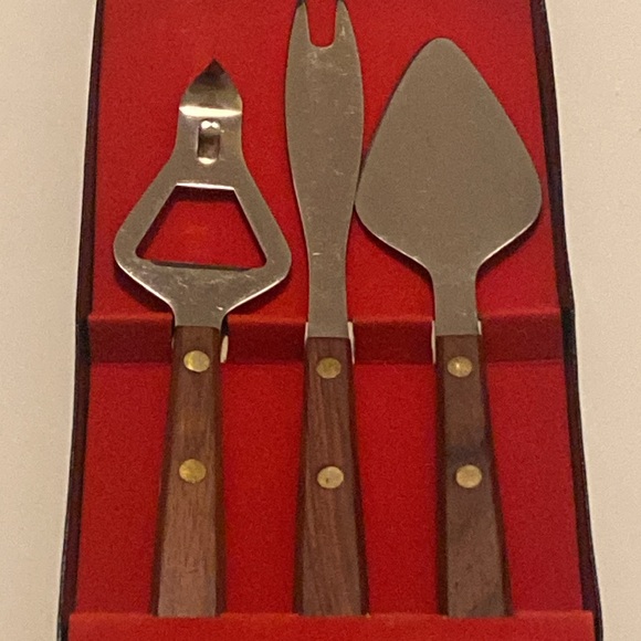 Fontana Stainless Steel 3 Piece Bar Set Rosewood Handles - Picture 2 of 7